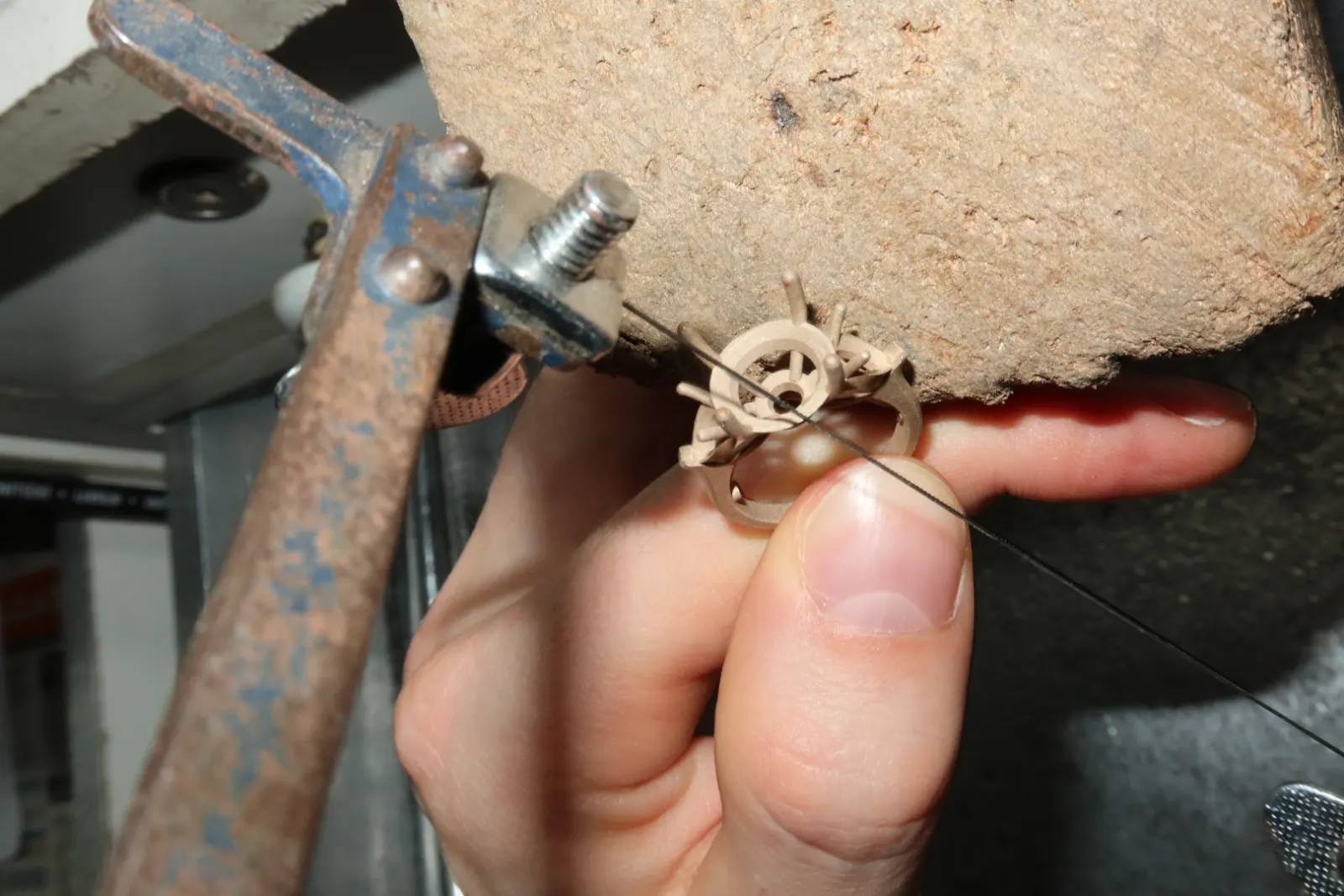 Existing jewelry being upgraded by hand at the Studio ALOI workbench